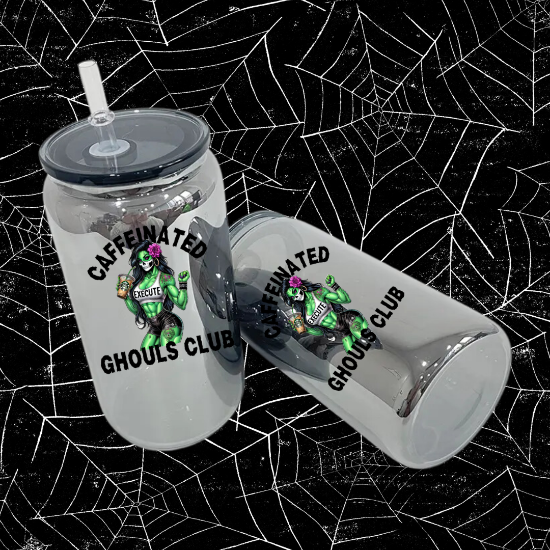 Caffeinated Ghouls Club Glass Cup