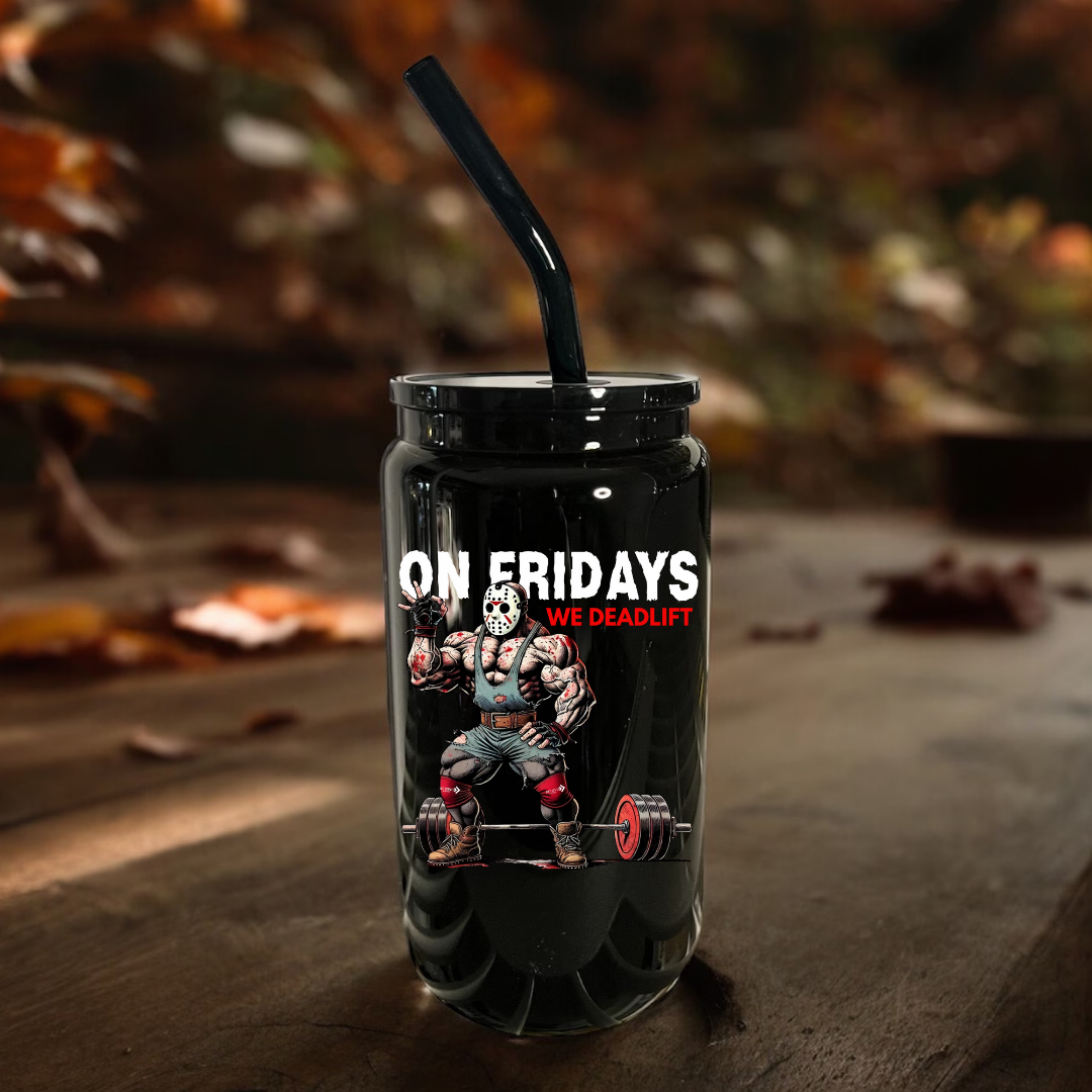 On Fridays Black Glass Cup